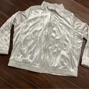 Sympli zip front warm up Jacket/ coverup. Crinkle velvet cashew. New!